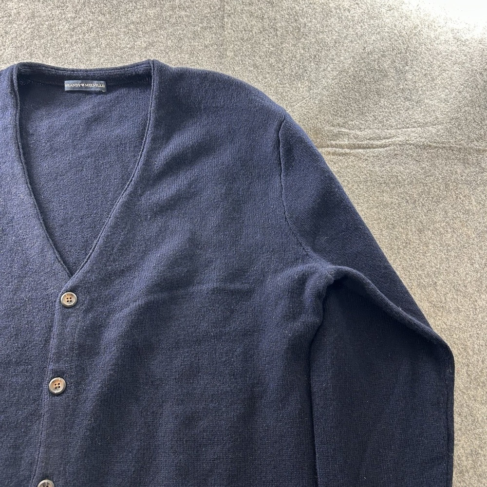 Brandy Melville Sweater Cardigan Wool Blend Navy Blue Button Front One Size - Picture 2 of 7